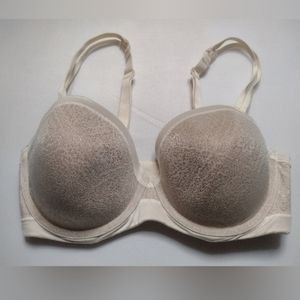 Ambrielle Full Coverage T-shirt Bra 36DD Ivory Underwire Lace Padded B11